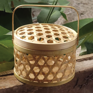 Bamboo Round Gift Basket with Cover